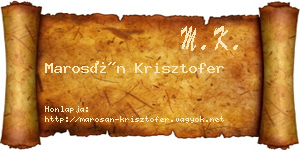 Marosán Krisztofer névjegykártya