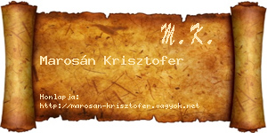 Marosán Krisztofer névjegykártya